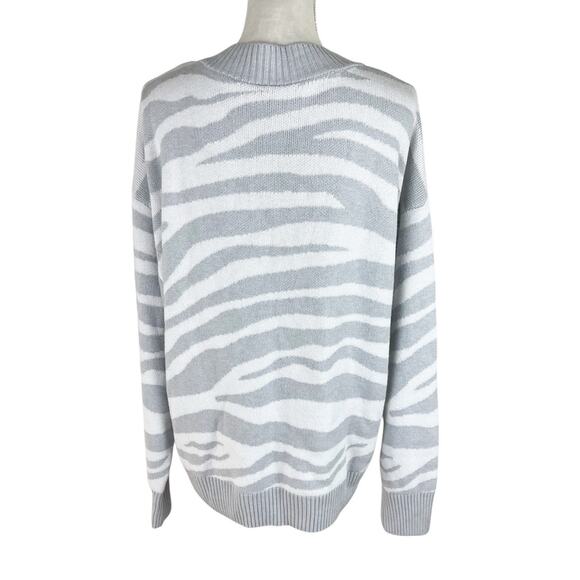 Revolve Varley Calvert Sweater Grey White Merino Wool V-Neck Pullover Size Med - Picture 6 of 9